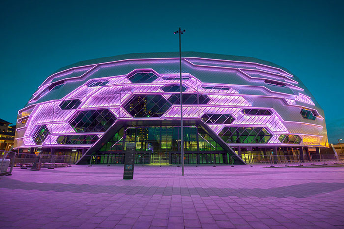 Lite Ltd and Philips illuminate Leeds Arena façade with colourful Philips lighting